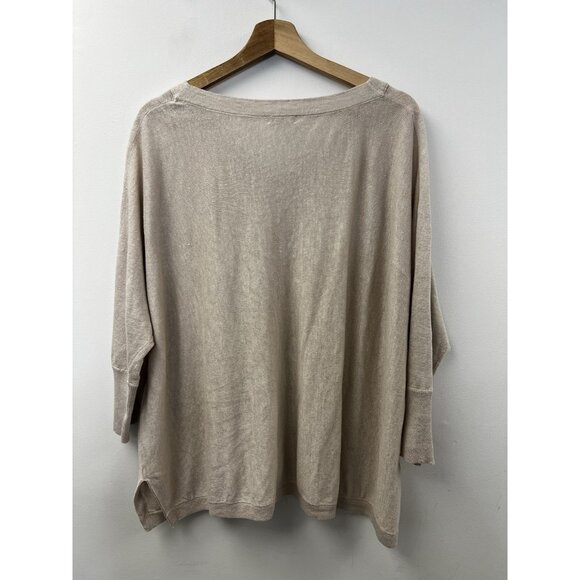 Garnet Hill Linen Sweater Oversized V Neck Boxy Dolman Sleeve Lagenlook Sz L - Picture 6 of 12